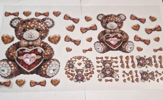 Brown rhinestone bear 6 in 1 uvdtf set