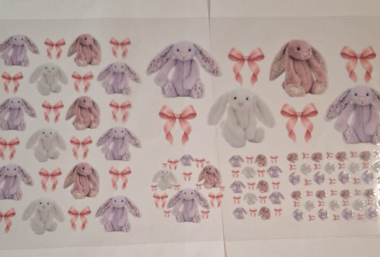 Purple/pink/ white bunnies in 1 uvdtf set
