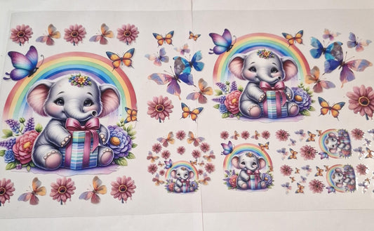 Cute elephant with presents 6 in 1 uvdtf set