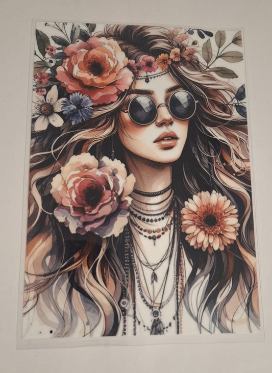 Lady with long hair (hippie style) A5 bookcovers