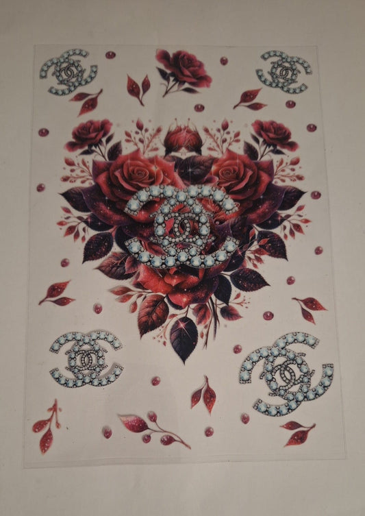 C crystals red roses A5 bookcovers
