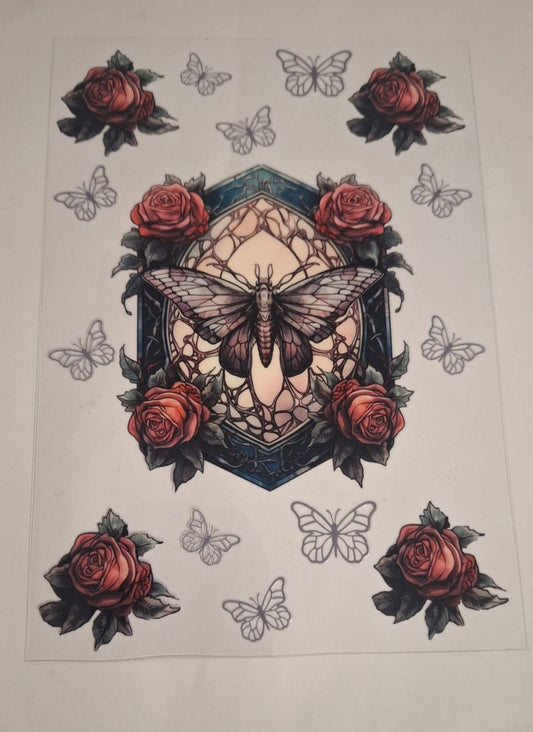 Dark butterfly/ red roses A5 bookcovers