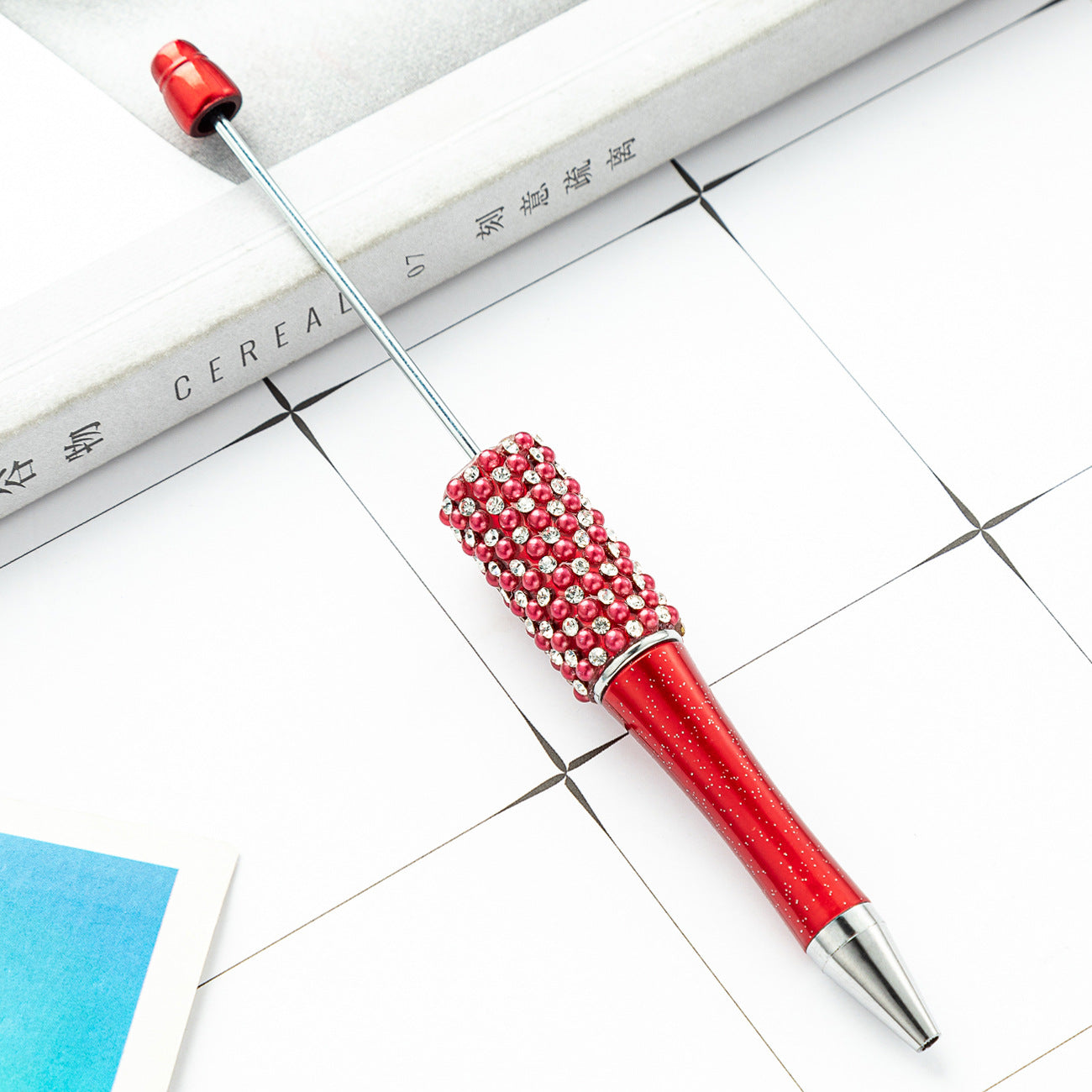 Red Rhinestone & Pearl Ballpoint Pen