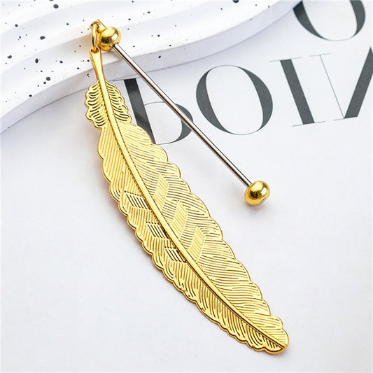 Gold feather beadable bookmark