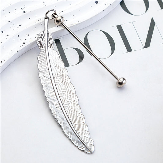 Silver feather beadable bookmark