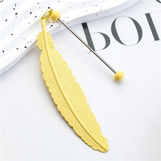 Bright yellow feather beadable bookmark