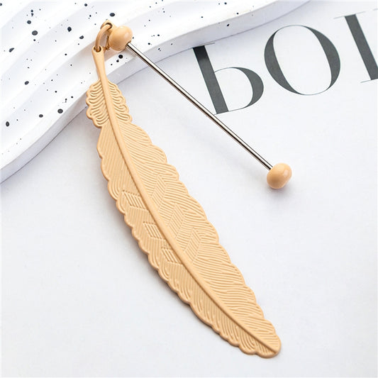 Khaki feather beadable bookmark