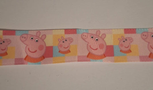 Peppa pig (squared background) 25mm ribbon