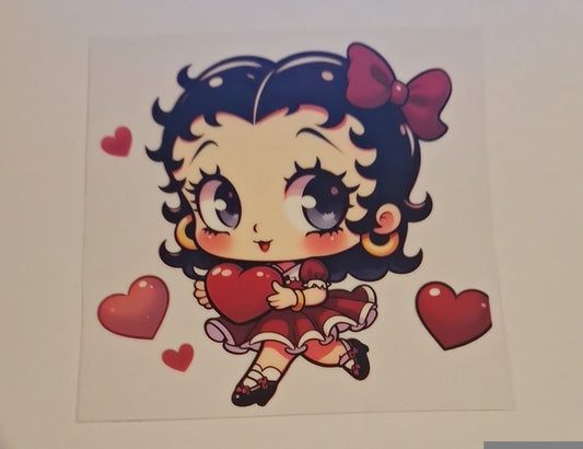 Betty boop holding heart Uvdtf pocket Size Decals