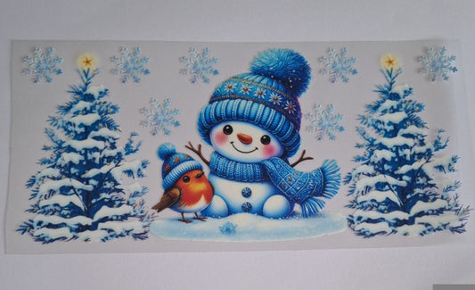 Snowman & robin 16oz libbey cup wrap