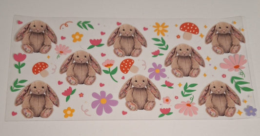 Bunnies/flowers 16oz libbey cup wrap