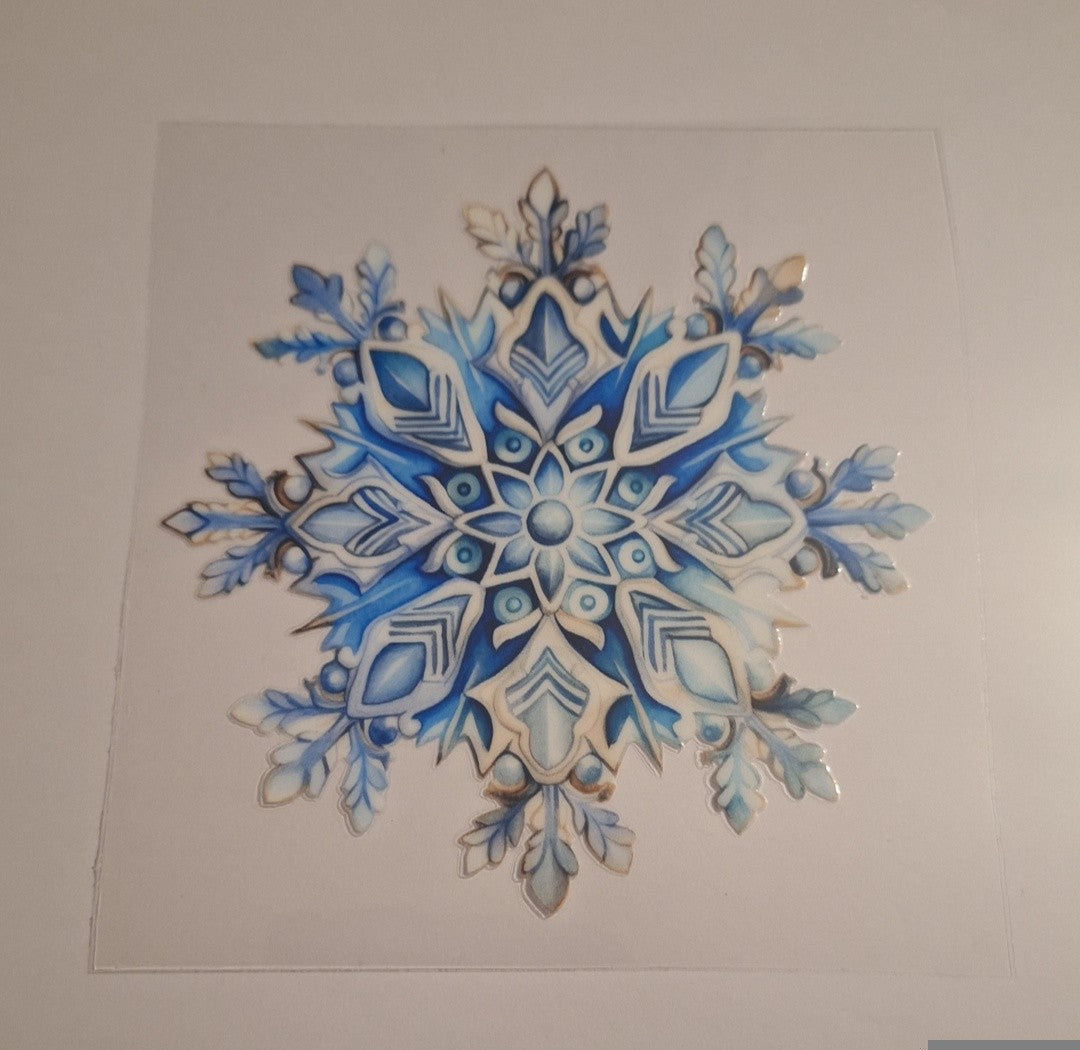 Snowflake blue Uvdtf pocket Size Decals