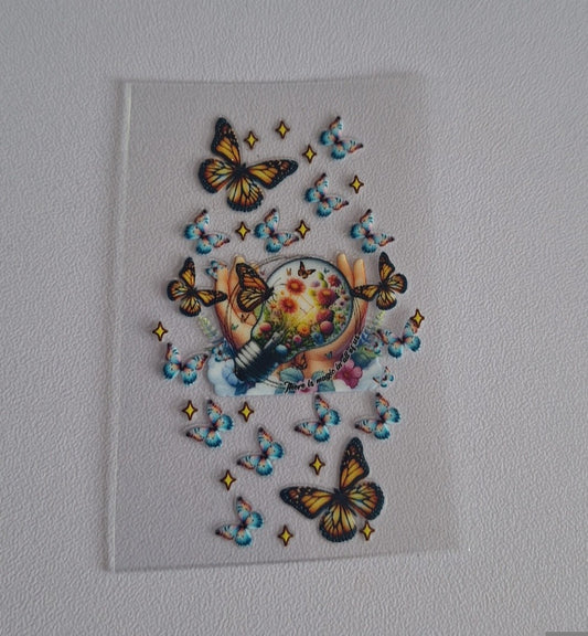 Lightbulb hand butterflies Motel Keychain Decal