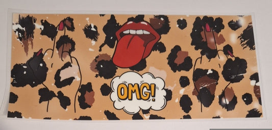 Omg fingers up leopard print 16oz Libbey Cup Wrap