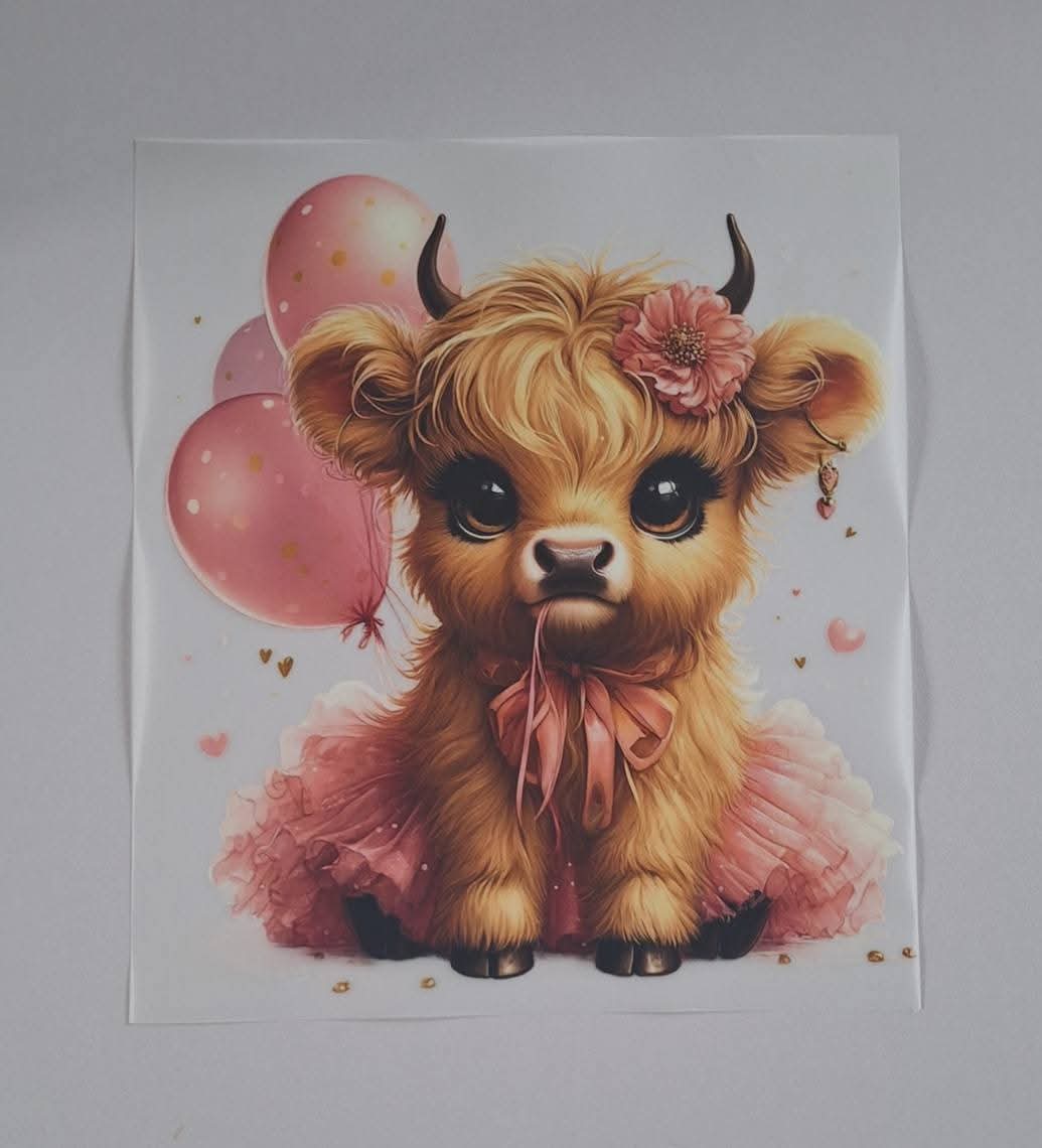 Pink Tutu Cow Dtf Heat Transfer