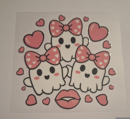 Ghosts with pink/white bows Uvdtf pocket Size Decals