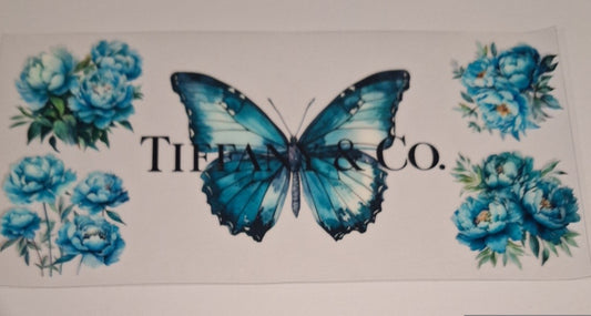 Tiff blue butterfly 16oz libbey cup wrap