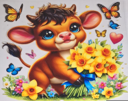 Cow with flowers 20oz Uvdtf Wraps