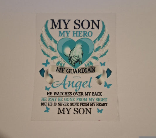 My son my hero my guardian angel Uvdtf pocket Size Decals