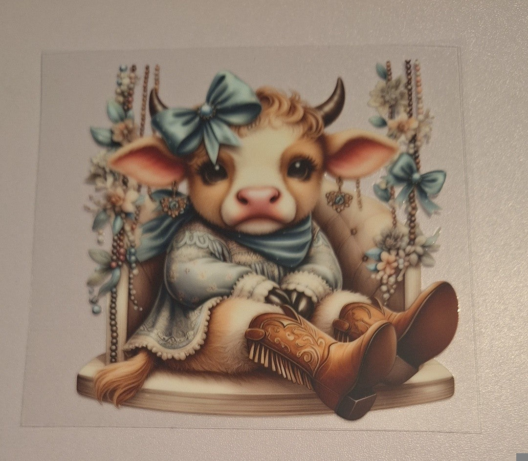 Western cow Uvdtf decals