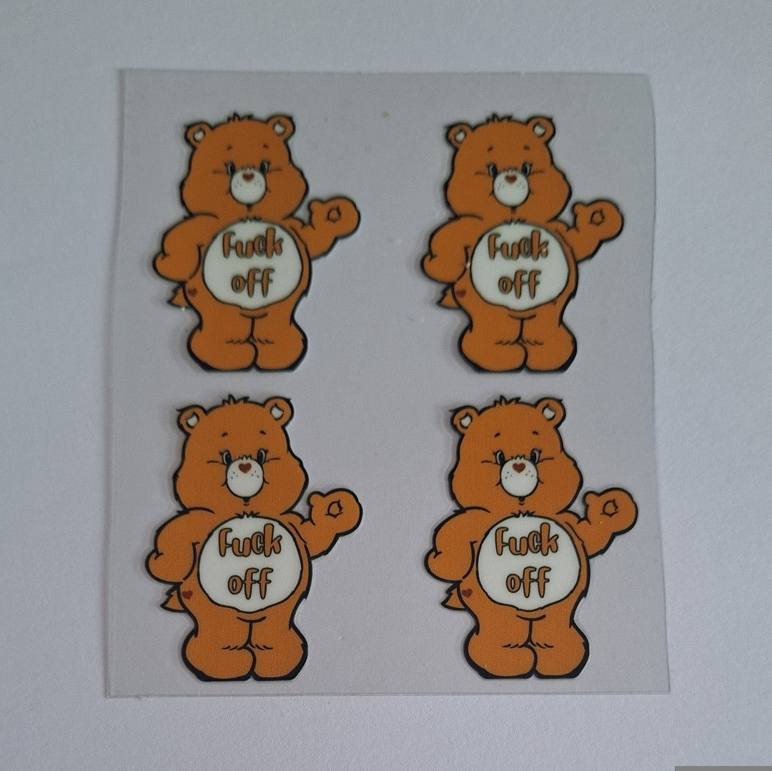 F*ck off bear Uvdtf pocket Size Decals
