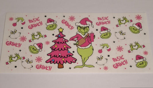 Grinch pink hats Glow in the dark  16oz libbey cup wrap