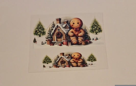 Gingerbread with festive house Mini stanley keychain wrap