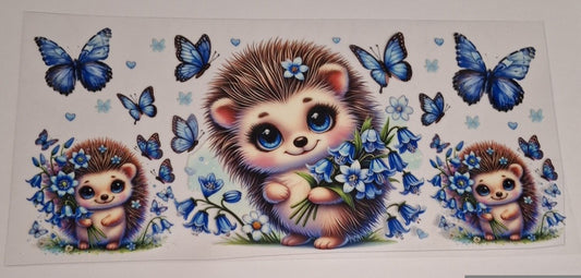 Cute hedgehog with flowers 16oz libbey cup wrap