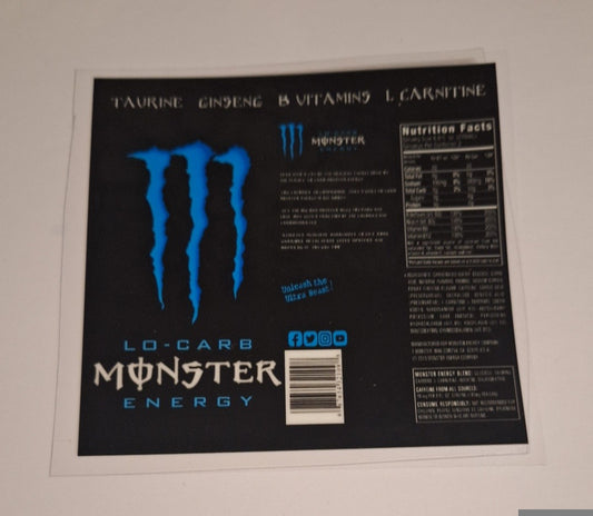 Monster energy blue Uvdtf pocket Size Decals