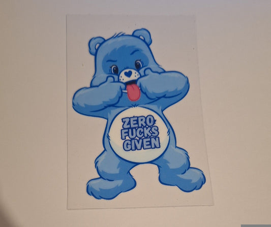 Zero fucks given bear blue Uvdtf pocket Size Decals