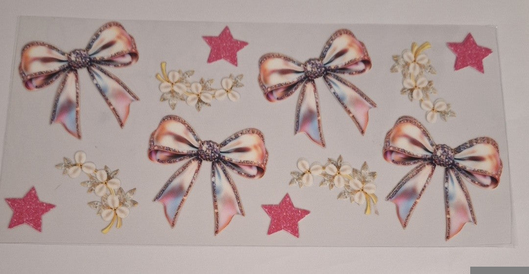 Pink bows glittery 16oz libbey cup wrap