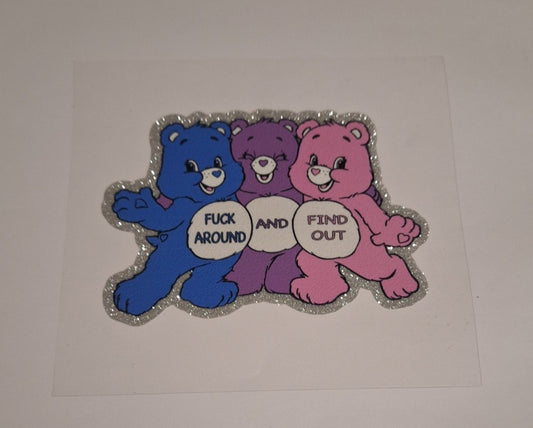 Swear bear trio Uvdtf Glitter Decals