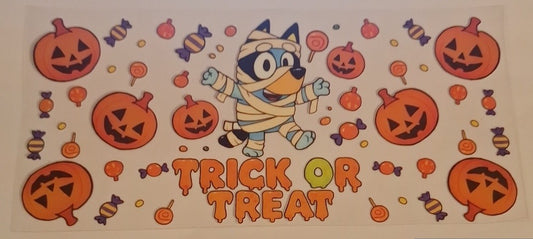 Trick or treat bluey 16oz libbey cup wrap