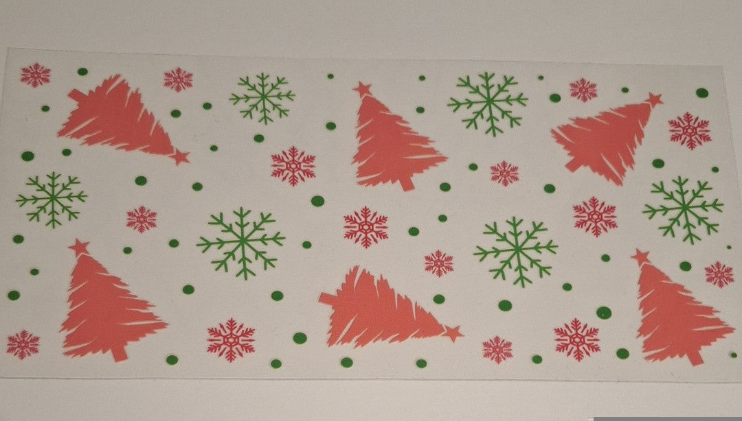 Festive trees snowflakes16oz libbey cup wrap