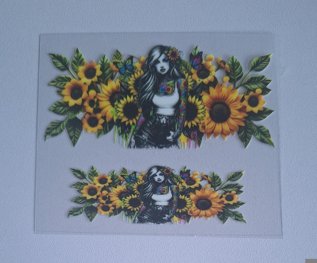Sunflower lady Mini stanley cup keychain wrap