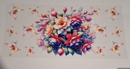 Flowers & butterflies 16oz libbey cup wrap