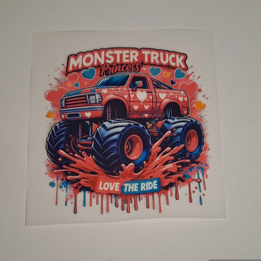 Monster truck princess Pocket size heat transfers