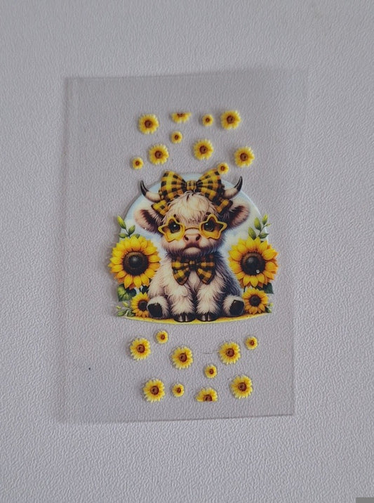 Cute sunflower cow Motel Keychain Decal