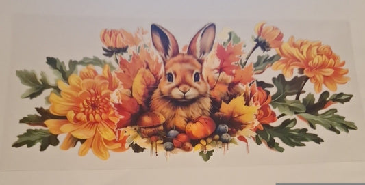 Rabbit with flowers 16oz libbey cup wrap