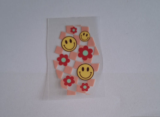 Smiley face checquered Motel Keychain Decal