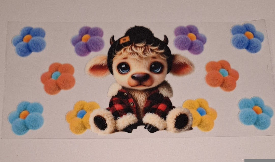 Cute cow with winter coat 16oz libbey cup wrap