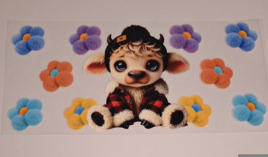 Cute cow with winter coat 16oz libbey cup wrap