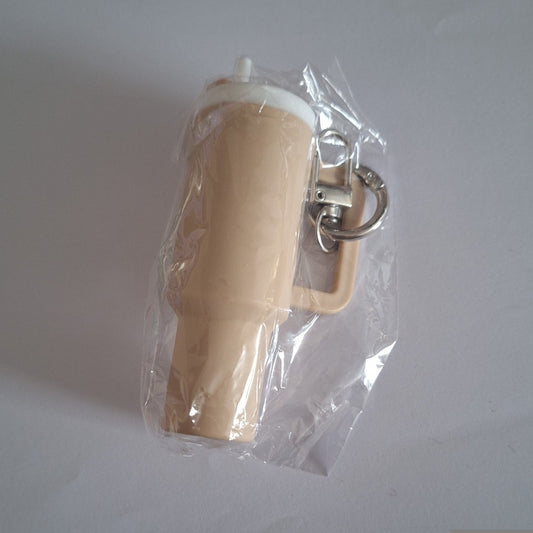 Beige mini stanley cup keychain