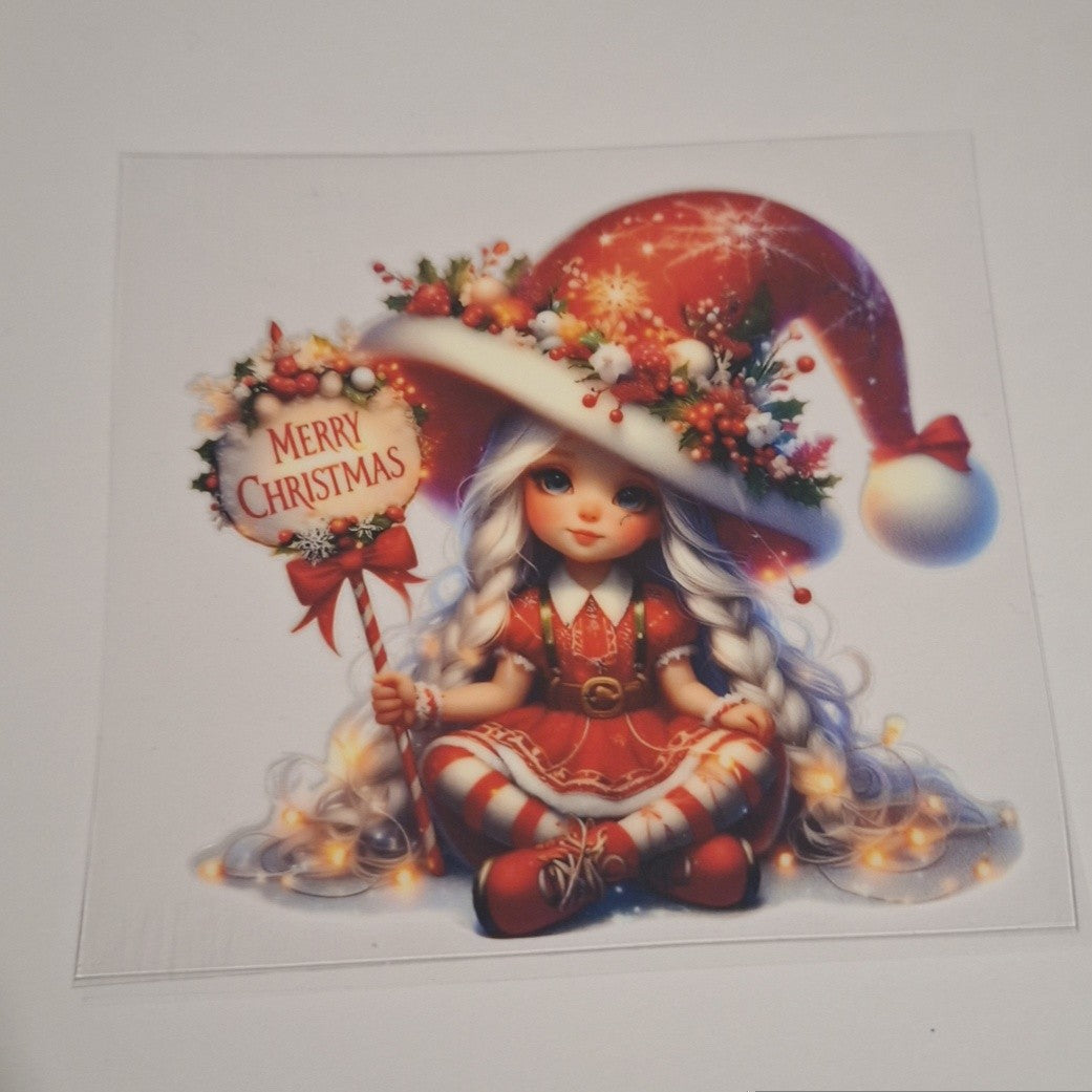 Merry christmas girl Uvdtf pocket Size Decals