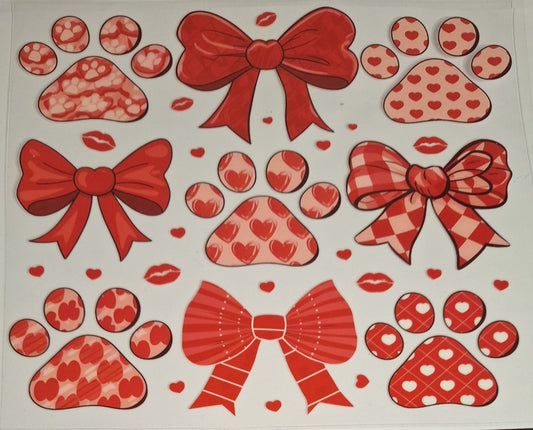Red paws & hearts 20oz Uvdtf Wraps