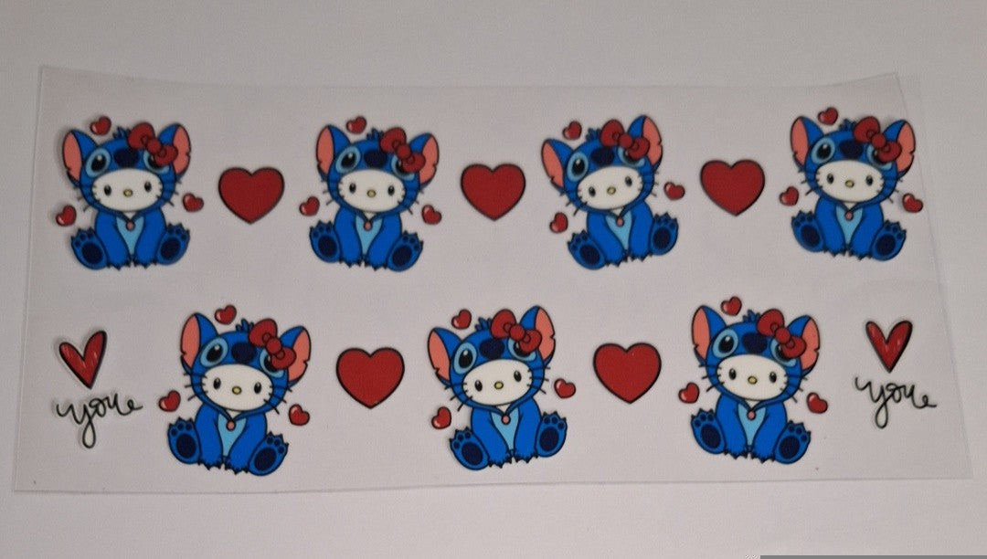 Stitch with hearts 16oz libbey cup wrap