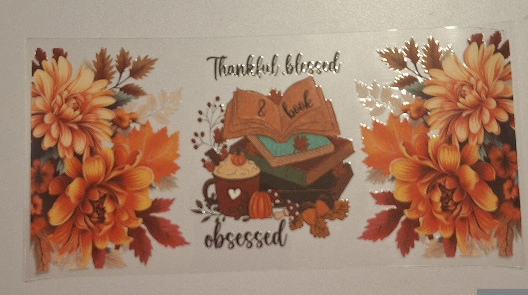 Thankful blessed & book obsessed 16oz Libbey Cup Wrap