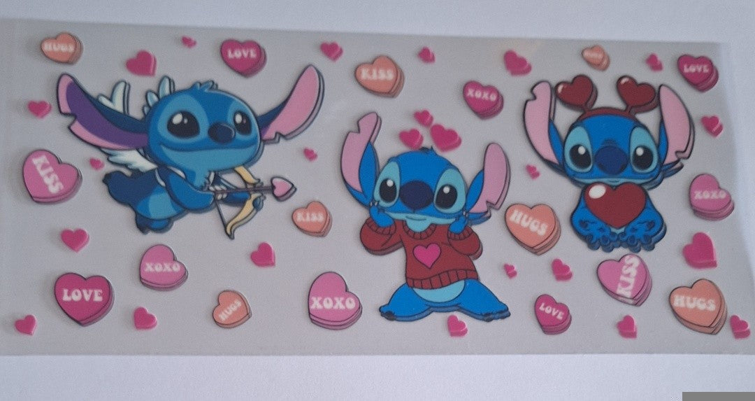 Stitch love hearts 16oz libbey cup wrap