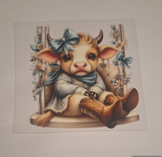 Western style cow Uvdtf pocket Size Decals