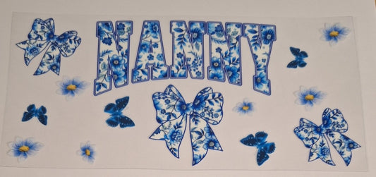 Nanny blue floral 16oz Libbey Cup Wrap
